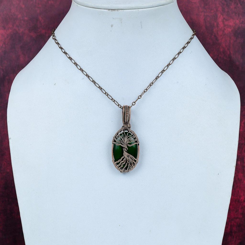 Tree of Life Green Fire Labradorite Pendant Copper Wire Wrapped Pendant Gemstone Pendant Copper Jewelry Anniversary Gifts Handmade Pendant