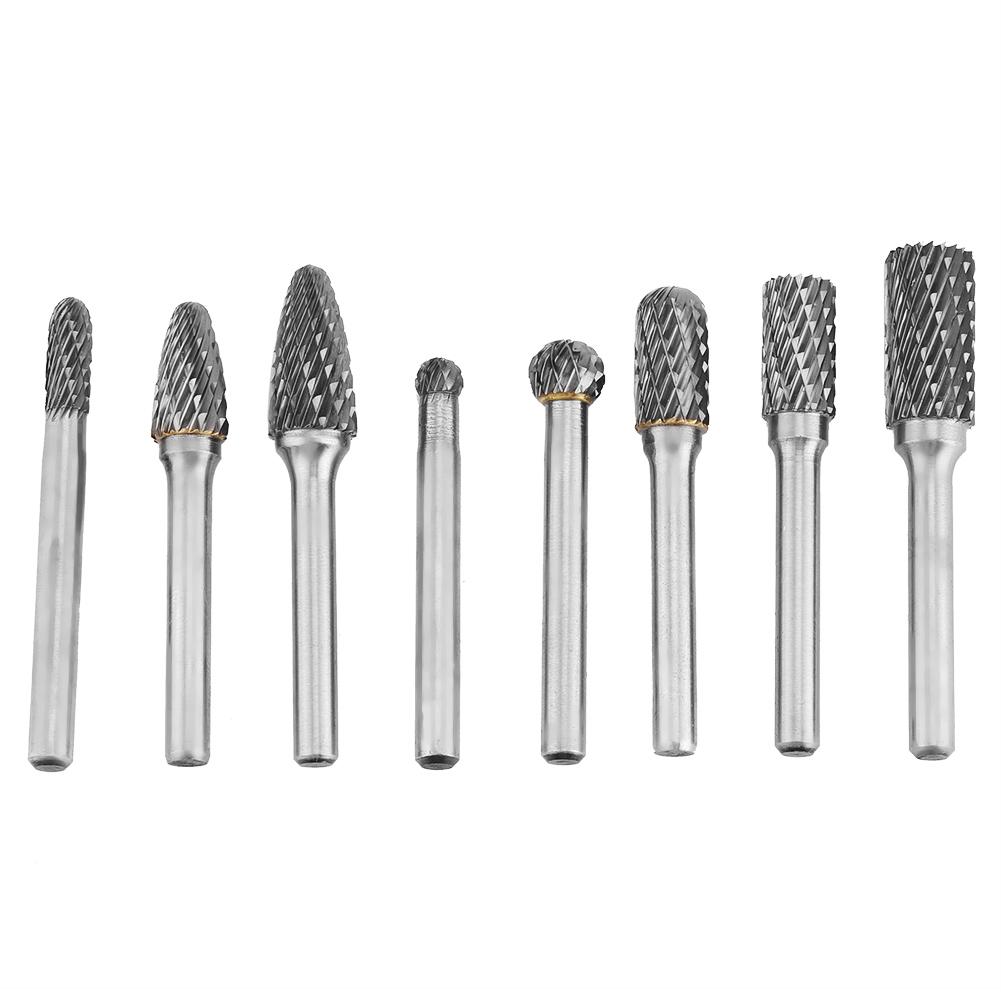 8Pcs Double Cut Tungsten Steel Carbide Rotary Burr Die Grinder Bit Tool Set