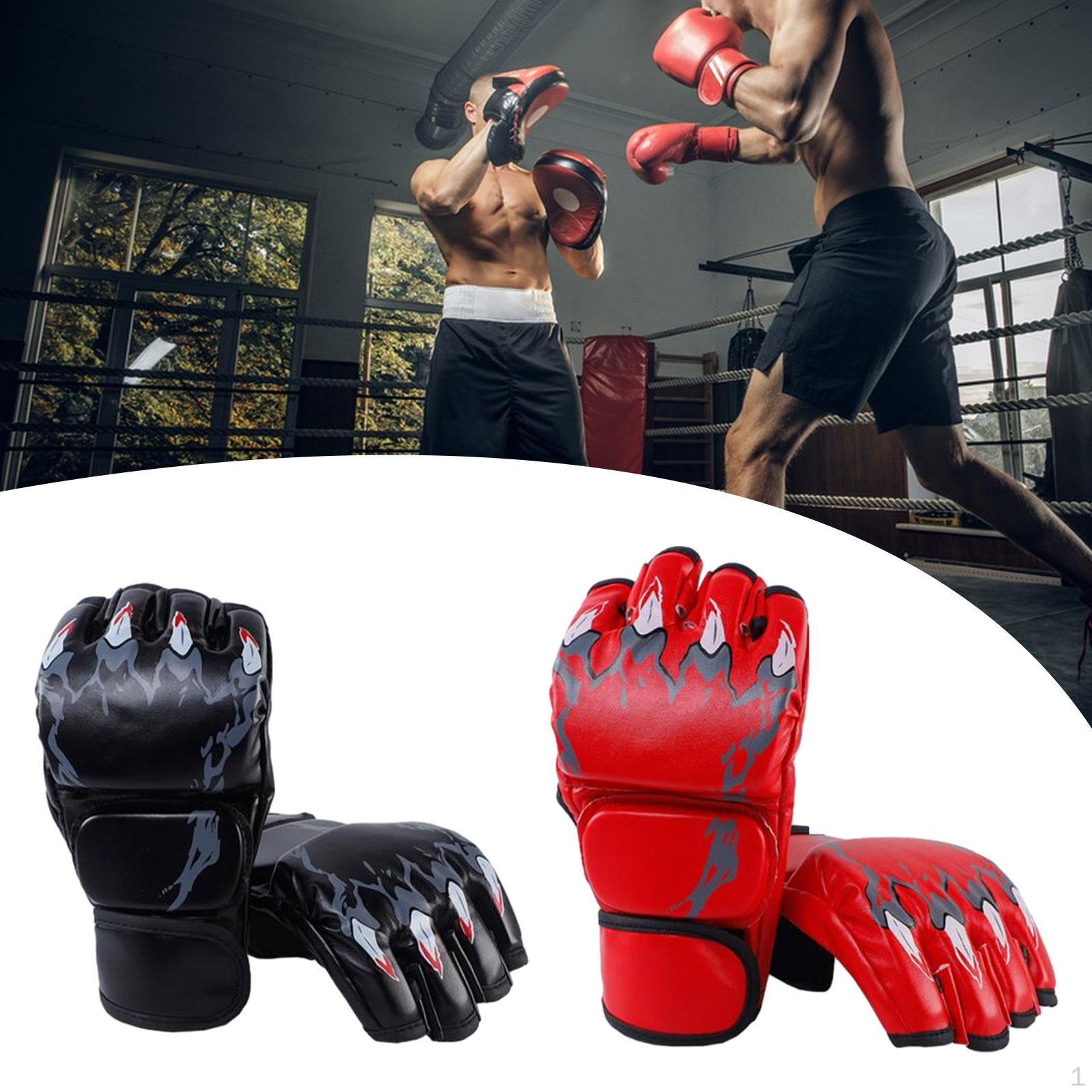 

MMA Gloves for , Ventilated Half Finger Sports Red and Black