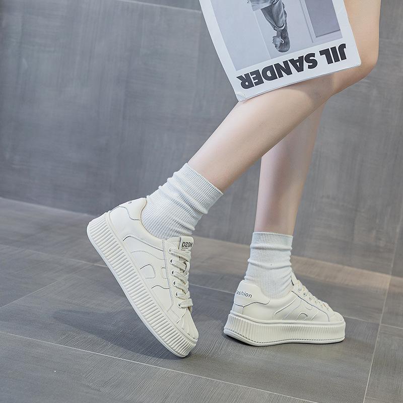 Little white shoes women's autumn and winter new shell head platform biscuit shoes versatile four seasons sports style casual board shoes flat shoes