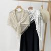 Bohemian Leather Shawl Beige Hollow Fringed Shawl Women'S Outer Cover Cheongsam Shirt Cape Air-Conditioned Room Shawl