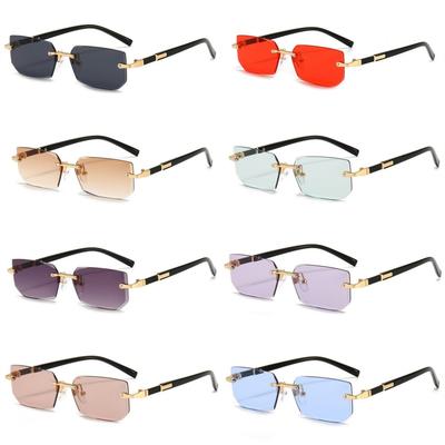 1Pcs Rectangle Rimless Gradient Sunglasses Women Men Small Shades Fashion Frameless Sun Glasses For Male Retro Eyewear