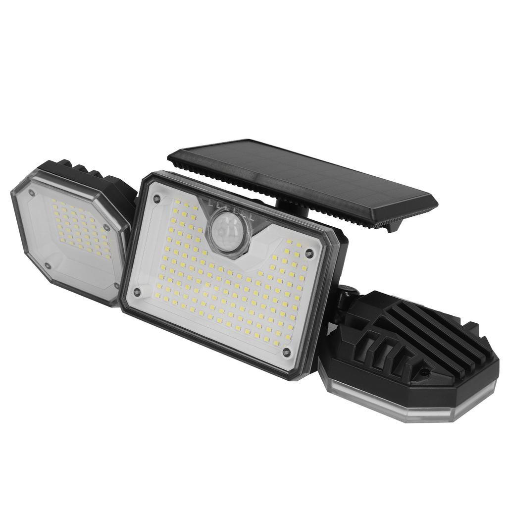 Zewnętrzne światło słoneczne z czujnikiem ruchu, 3 głowice, bezpieczeństwo, wodoodporność IP65, z pilotem, na ścieżkę