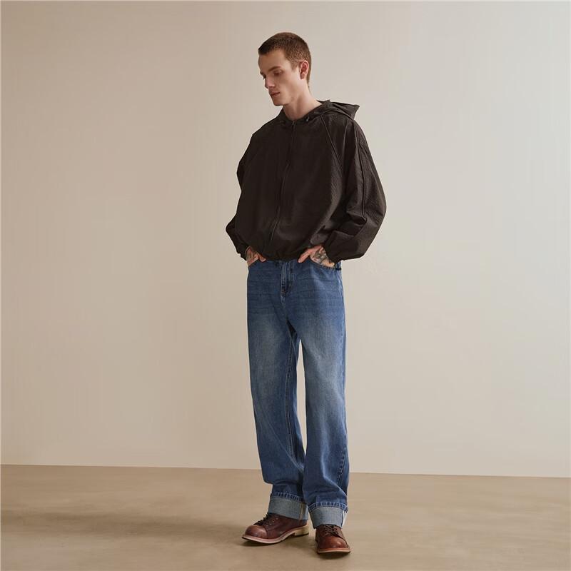 Giordano Men's Vintage Washed Straight-Leg Cat Whisker Jeans