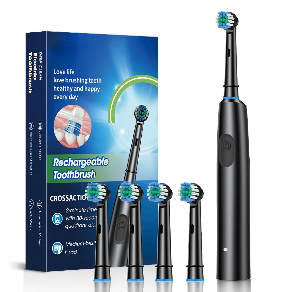 

Электрическая зубная щетка Ротационная чистка Зубная щетка Водонепроницаемая Электронная зубная щетка с таймером Перезаряжаемая зубная щетка с 8 насадками