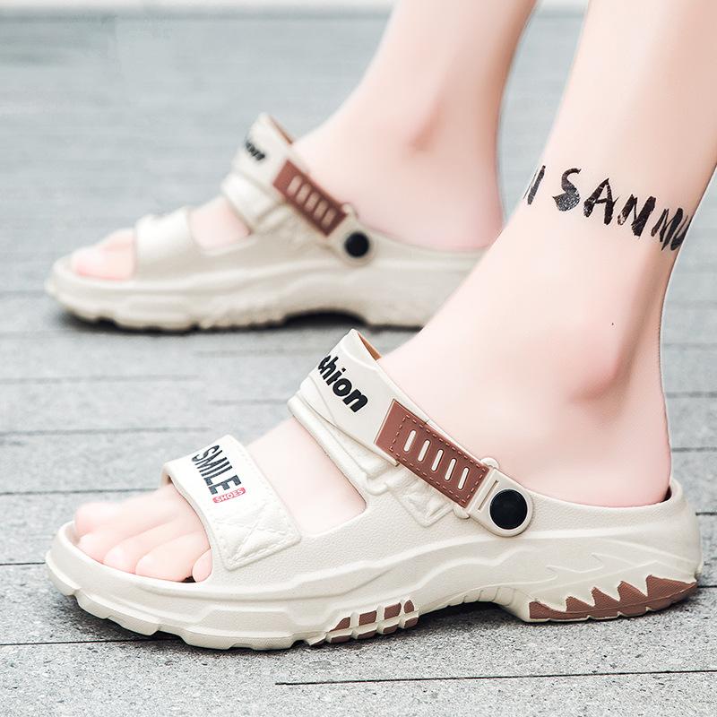 

2025 новые мужские тапочки для улицы летние нескользящие на толстой подошве повседневные молодежные уличные пляжные крутые тапочки 45 хаки