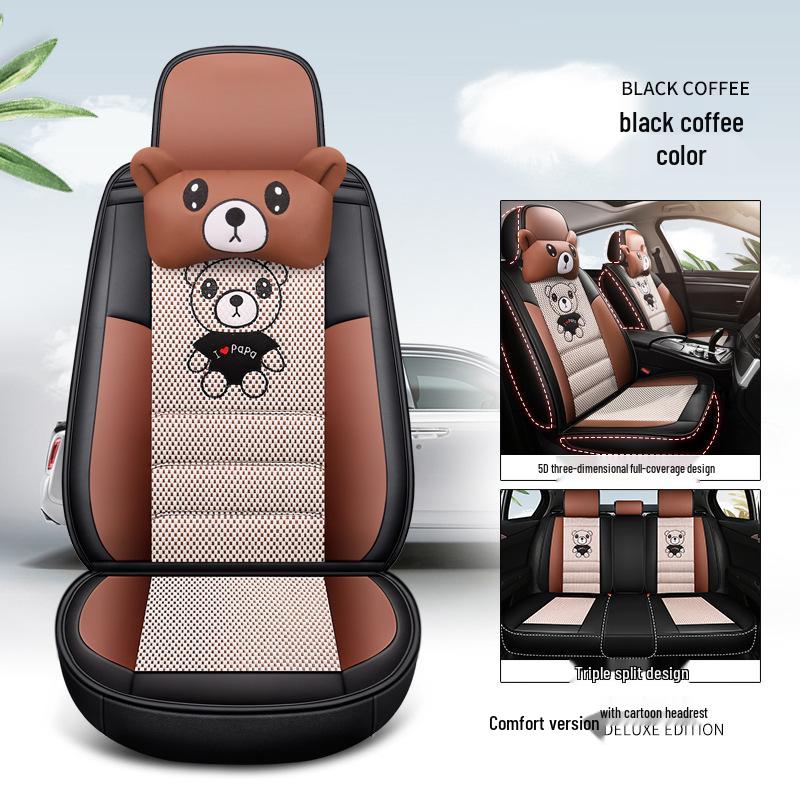 AION S Max 580 Geely L Thunder Hi Leather & Ice Silk Cartoon Car Seat Cushion - Universal, All-Season.
