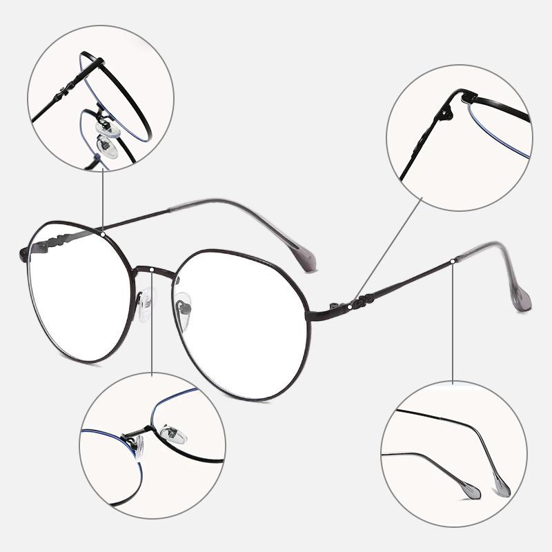 Myopia Glasses Women Anti Blue Light Computer Eyeglasses Men Ultralight Metal Round Frame Optical Nearsighted Eyewear 0 To -600