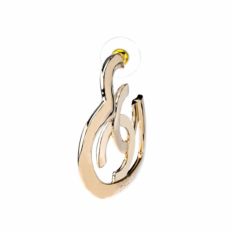 CHANEL Gap Heart Double C Metal Earrings Women's Style