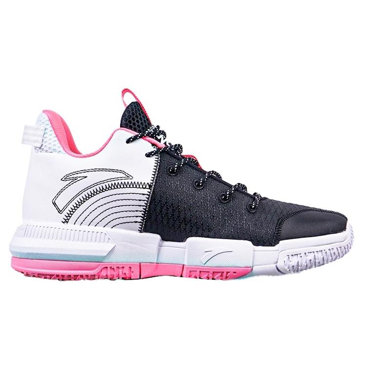 Anta Craze 2 Slip Resistant Abrasion Resistant Mid Top Performance Basketball Shoes Men's Black Pink White 112141640S-2