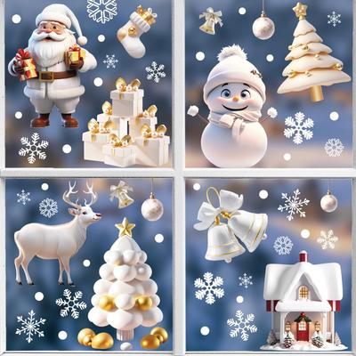 Natal Papai Noel Boneco de Neve Floco de Neve Adesivos de Parede Adesivo para Janela de Vidro Decoração Decoração de Quarto de Casa Decalques de Parede Eletrostáticos