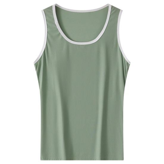 Men Sleeveless T-Shirt Round Neck Cool Ice Silk Muscle Shirt Breathable Moisture Wicking Tank Top Summer Vest for Gym Workout Casual Wear