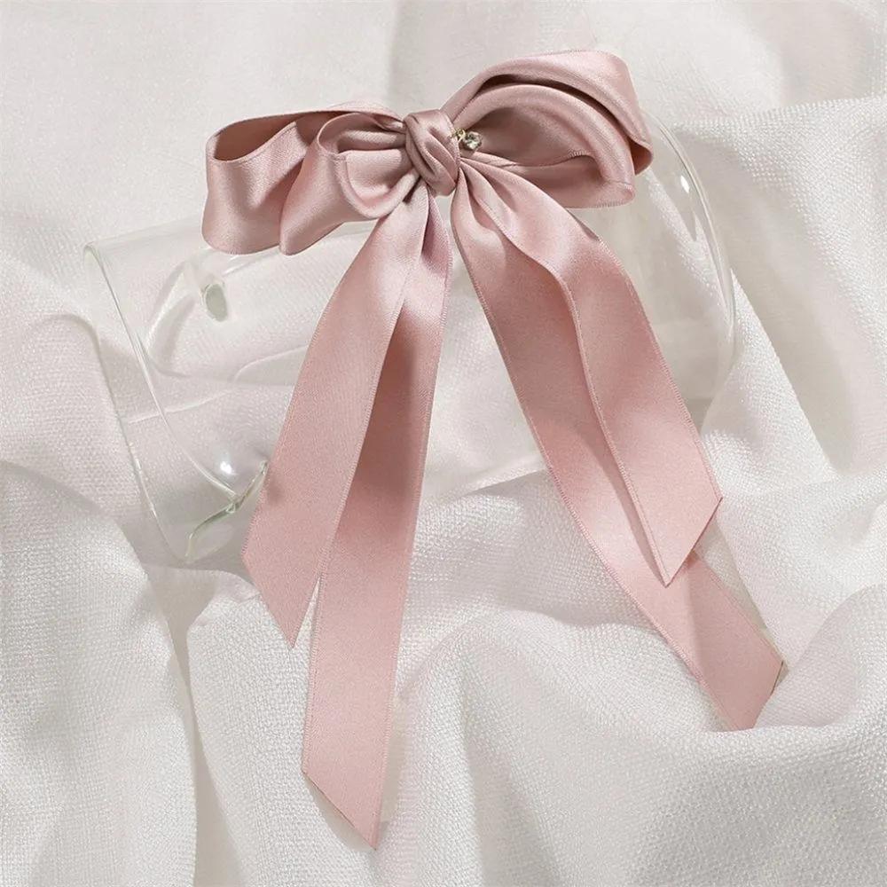 Angel Shushu Satin Long Ribbon Automatic Hairpin Pink Hair Clip Christmas Hairpin Girl s Hairpin