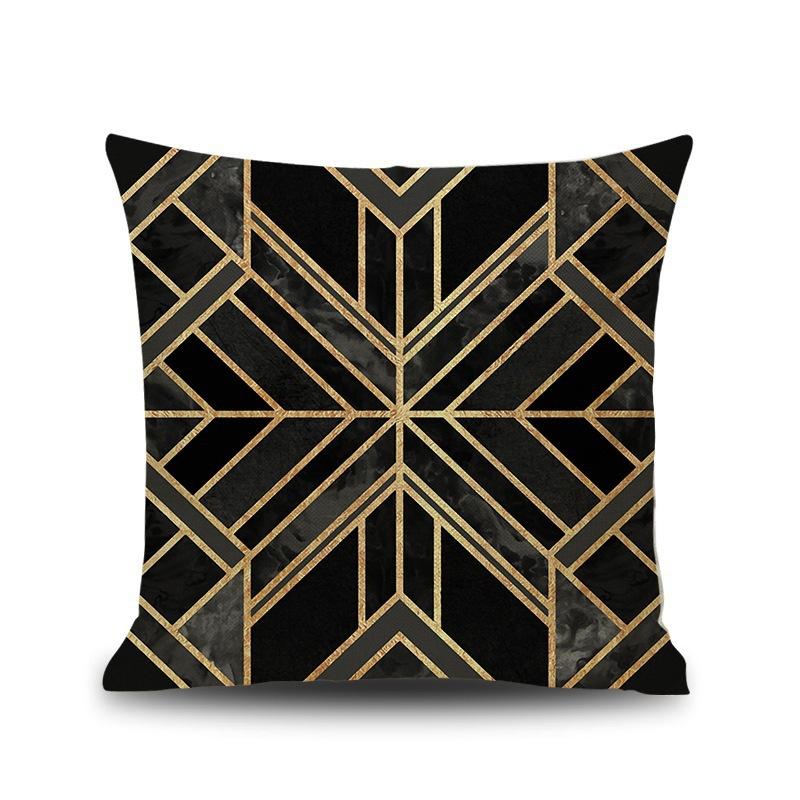 Ins Style Marble Geometric Linen Pillow Sofa Cushion English Letters