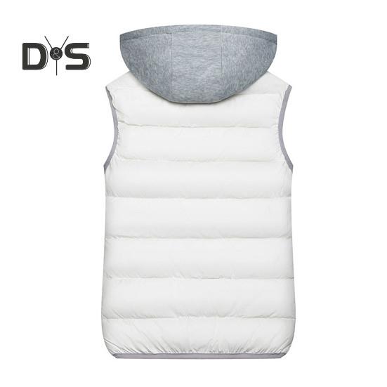 Women Winter Vest Coat Hooded Color Matching Zipper Closure Drawstring Sleeveless Padded Thick Waterproof Windproof Soft Warm Lady Waistcoat