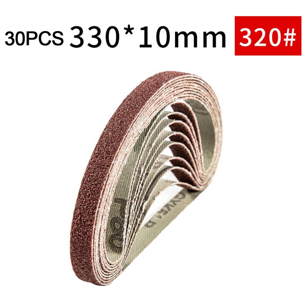 Set of Sanding Belts with Multiple Grits Totaling To 30 Pieces Size 10x330mm