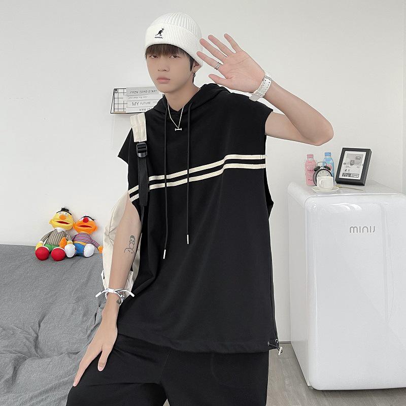 Men's Trendy Summer Hooded Sleeveless Tank and Shorts Set - Casual Two-Piece Sportswear