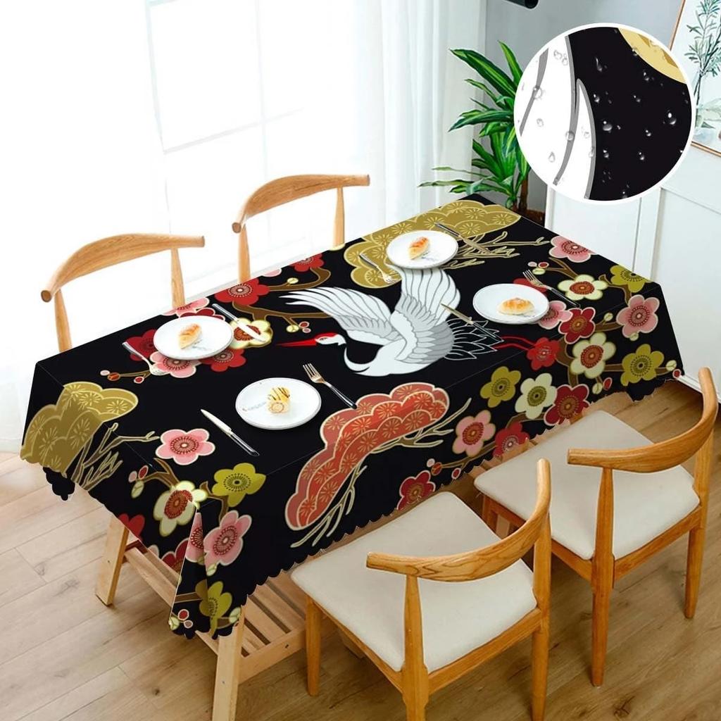 Japanese Crane Asian Oriental Heron Bird Rectangle Tablecloth Party Decor Farmhouse Kitchen Dining Tablecloth Home Table Decor