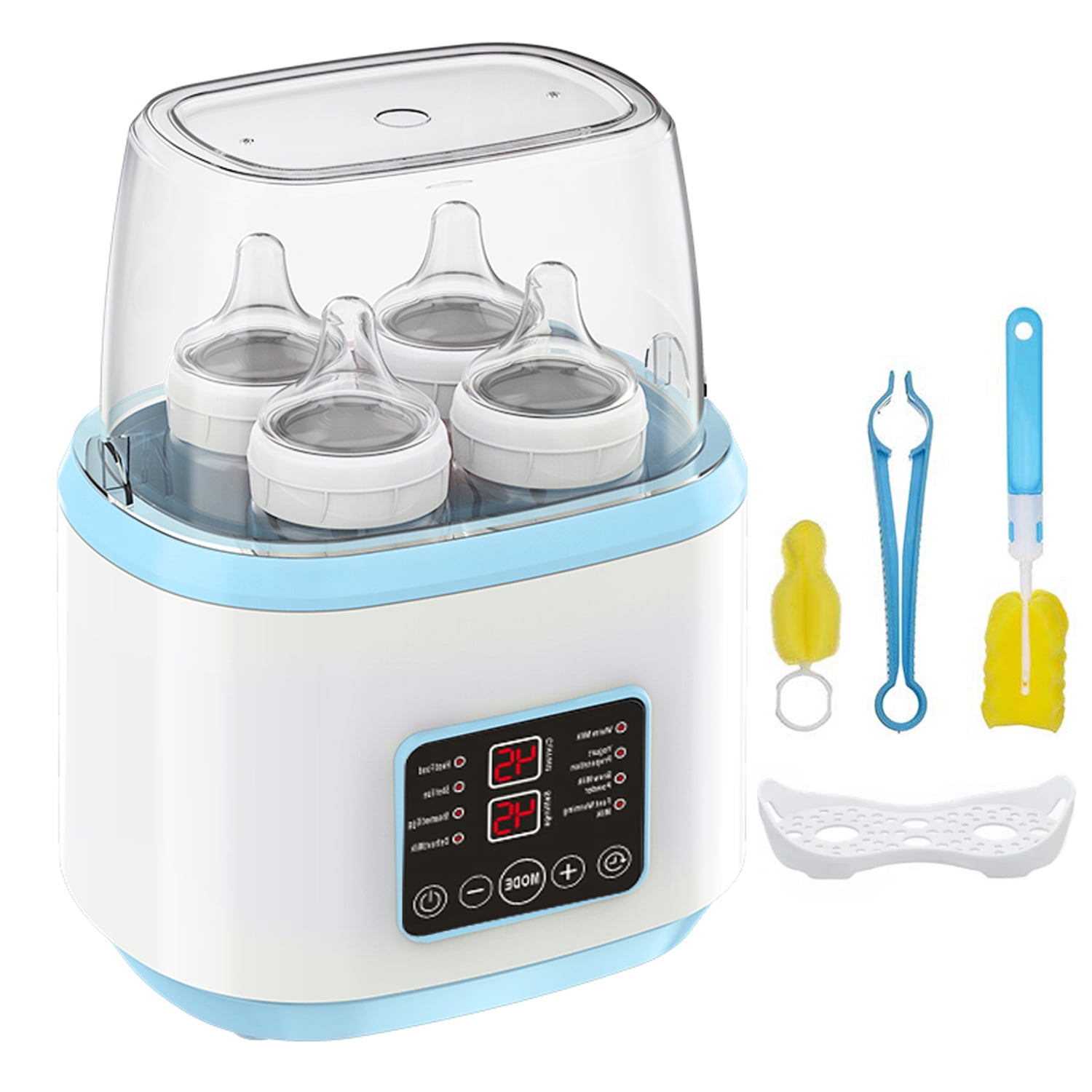 This 2-in-1 baby bottle sterilizer and warmer features intelligent temperature control and a large capacity. синий