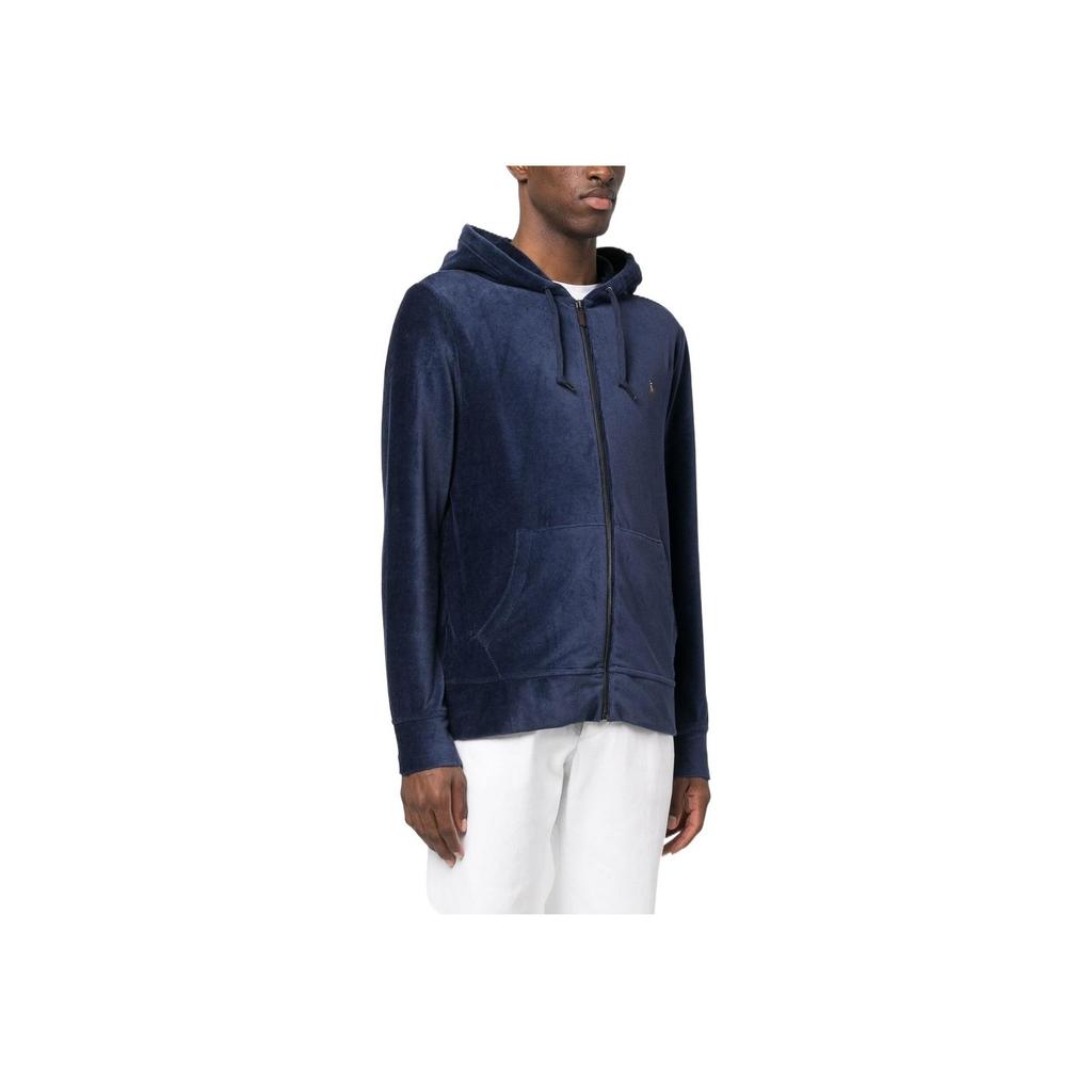 Polo Ralph Lauren Ss23 Solid Color Logo Embroidered Zip-Up Hoodie Men hoodies Navy-Blue 710877154-005