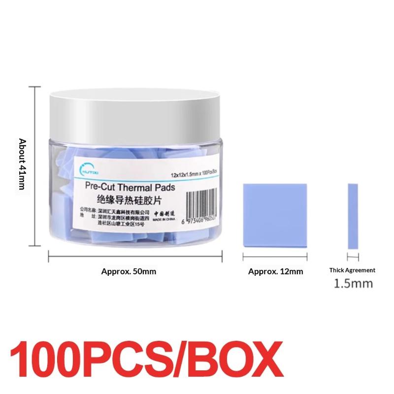 100Pcs Thermal Pad Insulating Silicone High Temperature Resistance Pads Motherboard Cpu Ic Gpu Repair Pre-Cut Thermal Pads