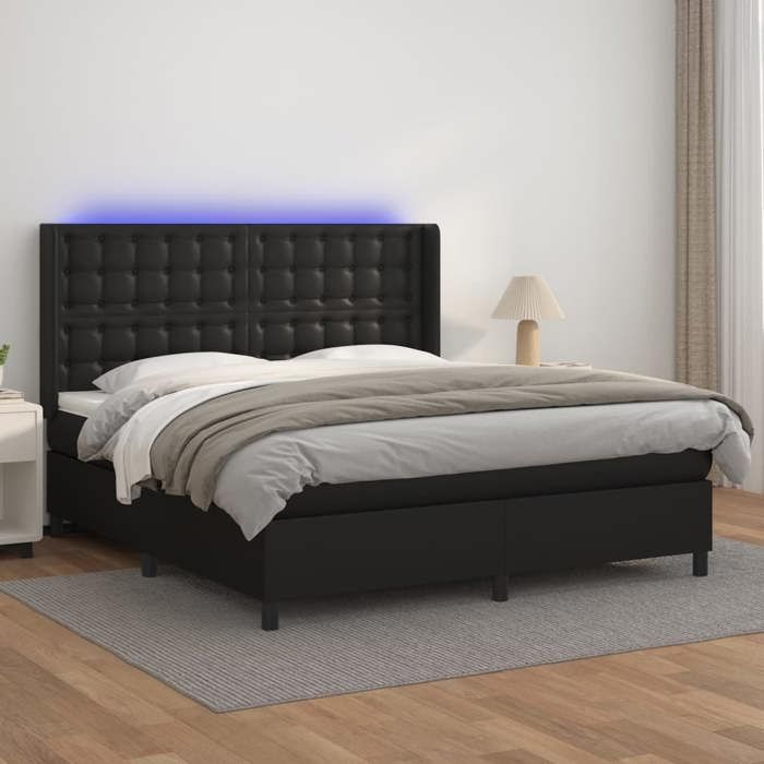 VidaXL Sommier à Lattes de Lit avec Matelas et LED, Lit Rembourré, Lit Double, Lit Adulte de Chambre à Coucher Intérieur, 3139397