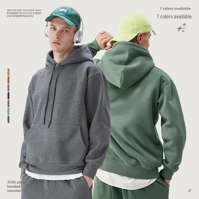INF Unisex Plush Hoodie | 2024 Autumn/Winter Solid Color Trendy Casual Sweatshirt