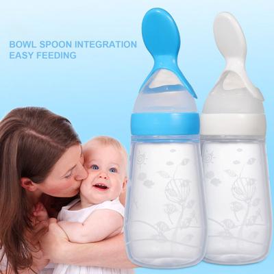 125ml Feeding Bottle with Cover Fresh-keeping Food Grade Material Baby Food Dispensing Spoon for Newborn