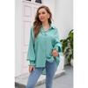 Spring and Autumn Women's Shirt Insert Sleeve Tencel Top Soft Solid Color Loose Plus Size Blouse