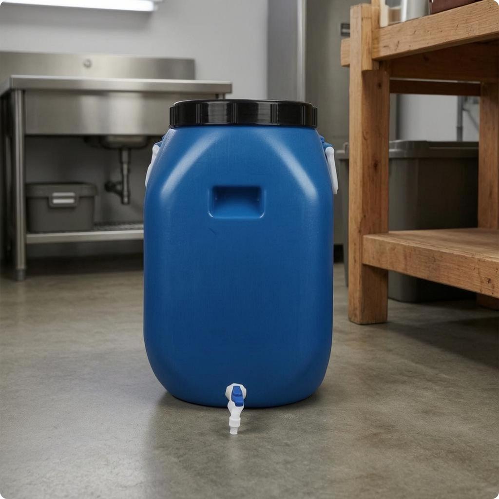Storage Barrel with Inner Lid and Spigot Sturdy HDPE Water Bucket Portable Container for Liquid Storage