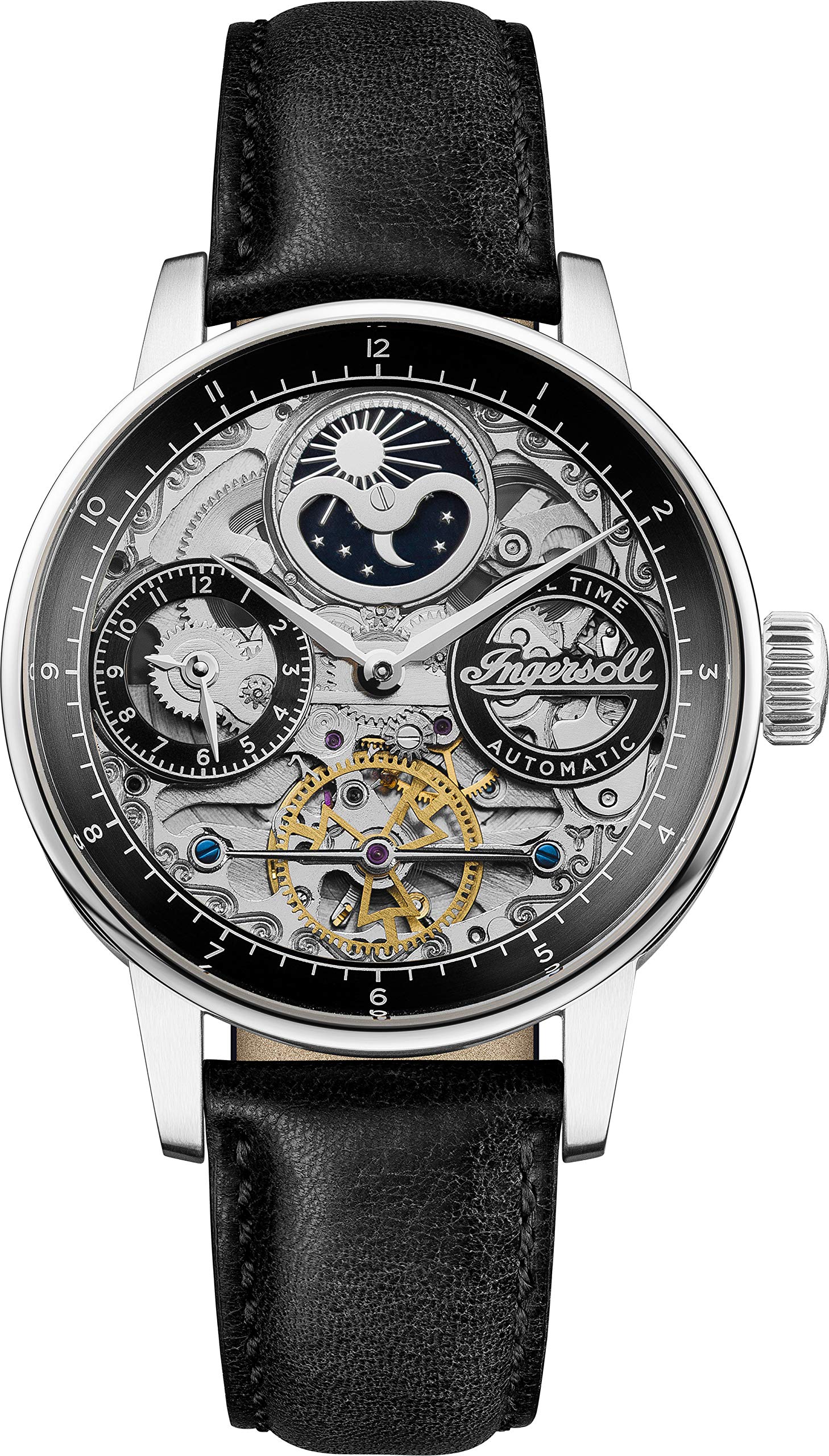 

Ingersoll Ingersoll the jazz analog display automatic winding same natural leather I07701 (Ingersoll) men s front co [item] чорний