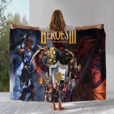 Klassisches Spiel Heroes of Might and Magic Karte Flanelldecke, Weiche Plüschdecke für Zuhause Schlafzimmer Bett Sofa Abdeckung Camping Picknick Geschenk
