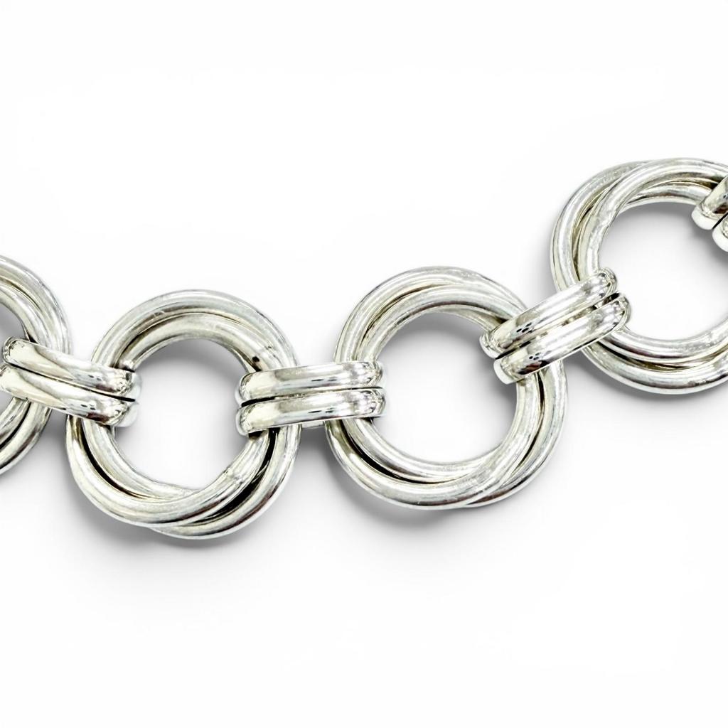 Great TIFFANY&Co. Necklace Triple Link Necklace Choker Accessories Silver 925 Used