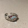 Trendy Vintage Opal Irregular Natural Stone Ring White Opal Aesthetic Hollow Boho Finger Rings For Women Y2K Creative Jewelry