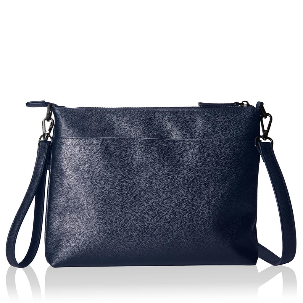 Sacoche made by a top bag genuine large holds 3 plastic shoulder clutch navy [RONDE] craftsman, leather, 4-way, thin, capacity, lightweight, iPad,