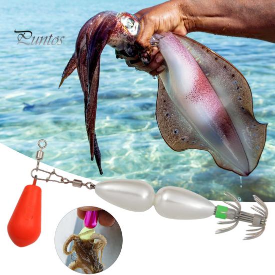 9CM/27G Squid Jig Hook with Colorful Beads Swivel Double-layer Umbrella Hook Cuttlefish Sleeve Fishing Hook Freshwater Saltwater Fishing Accessories