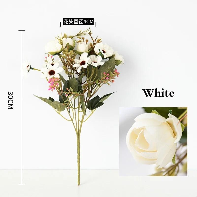 

Artificial Flowers For Wedding Table Home Vase Decor Bouquet Fake Flowers Christmas Decorations Suitable Festival Party Supplies білий