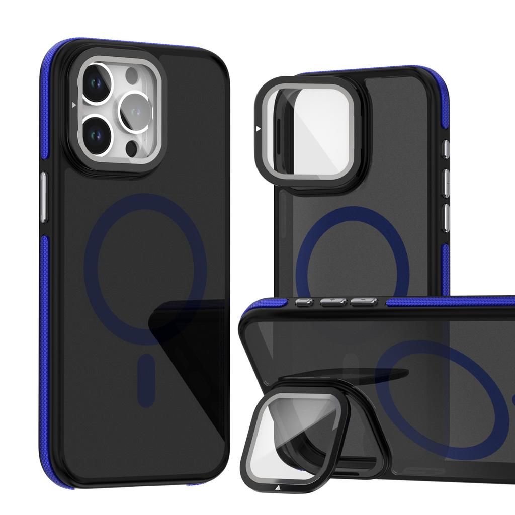 Passend für IPhone15Promax, zweifarbiger, sich wie Haut anfühlender Objektivhalter, Handyhülle, Apple 14 magnetischer Anti-Rutsch-Rand