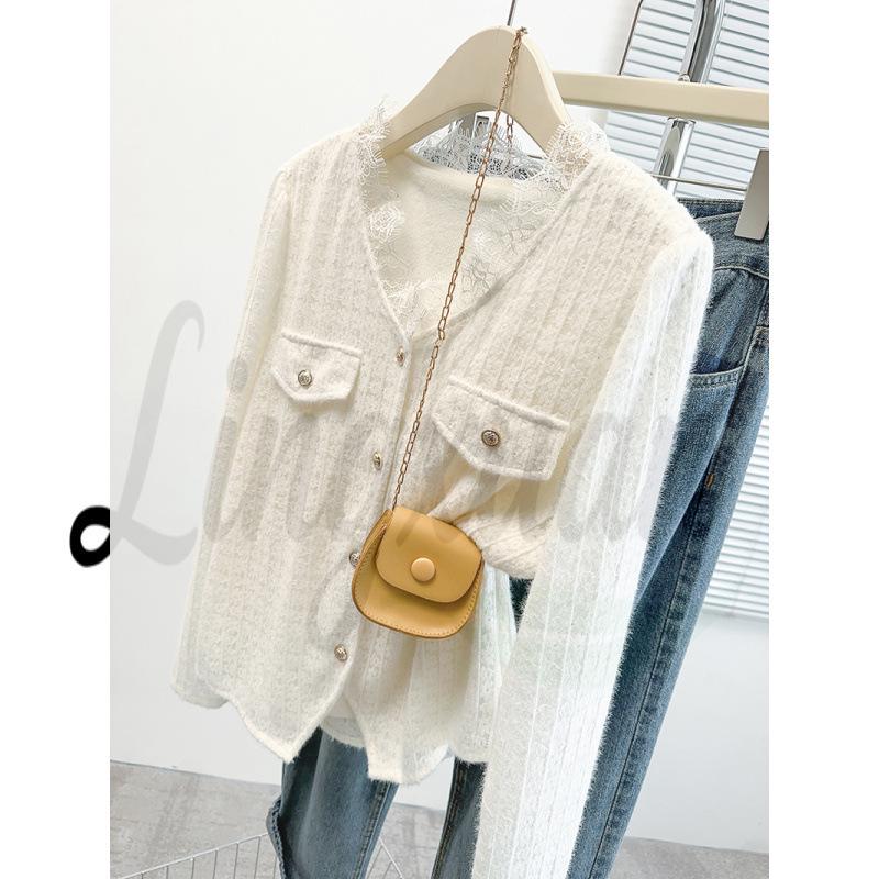2026 Spring Plus Size Women s Fashion Lace Trim Plaid Velvet Knitwear 4XL