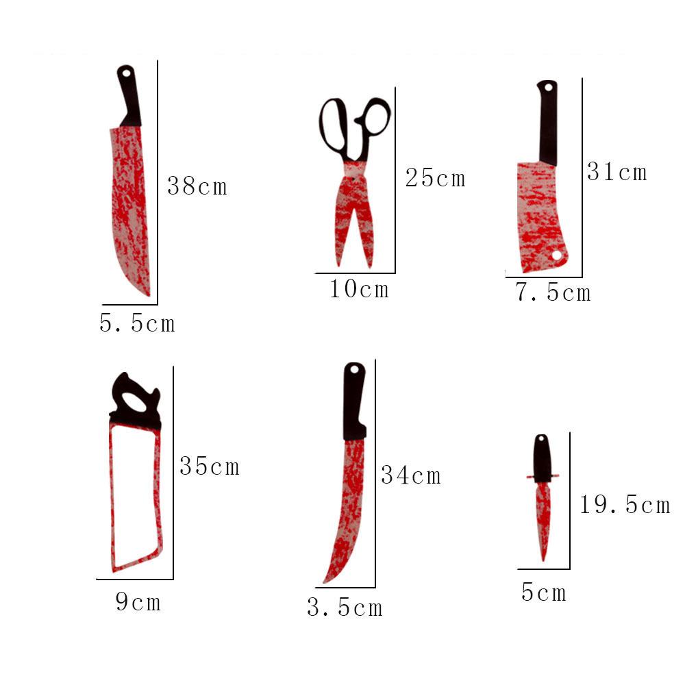 12pcs PVC Bloody Knives Props Festival Decorations Fake Plastic Knife with Realistic Blood Stains for Party Haunted House