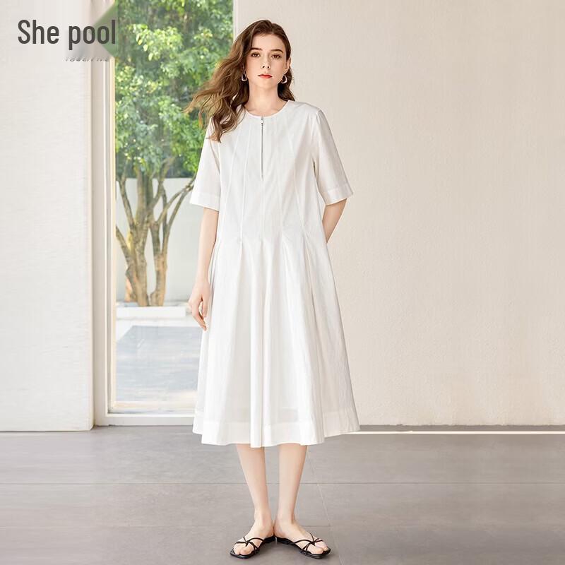 Shechi Lyocell Blend Retro White Midi Dress M
