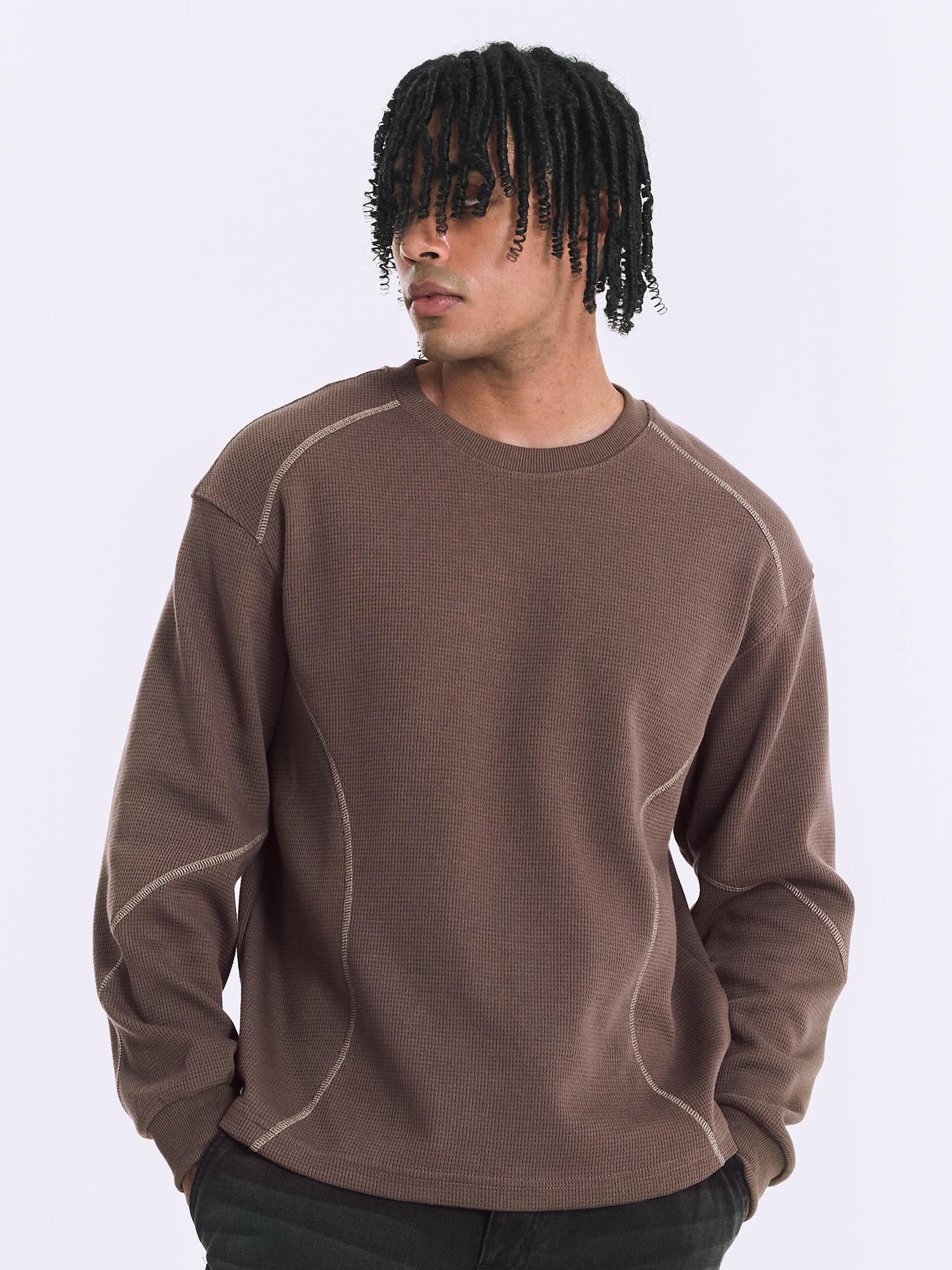 Ervino Waffle Stitch Long Sleeve [Brown] Brown/L