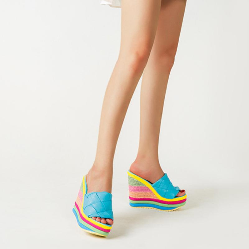 Summer Shoes Peep Toe Sandals Women Fashion Wedges Platform Slippers Woman Casual Mixed Colors Designer Party Sandles