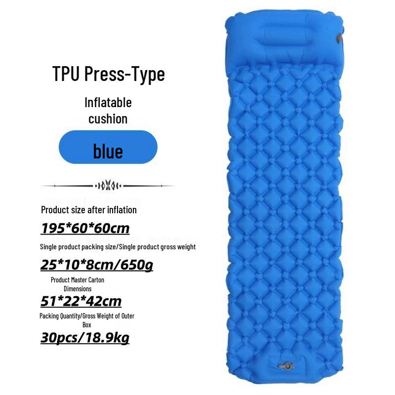 Lightweight TPU Inflatable Camping Mattress with Foot Pump - Portable Outdoor Pad for Hiking and Camping