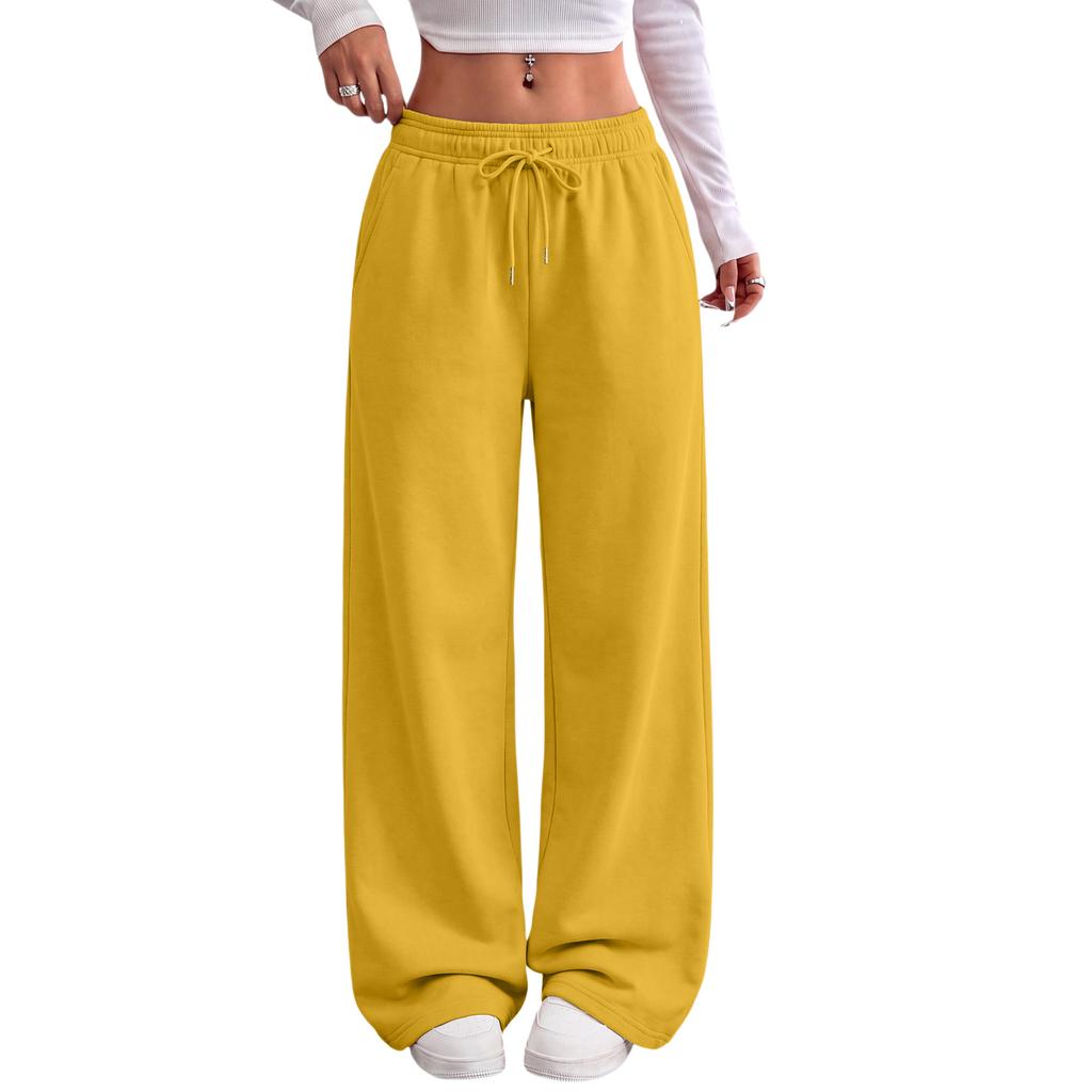 Damen Locker geschnittene Wide Leg Jogginghose mit Kordelzug für den täglichen lässigen Look