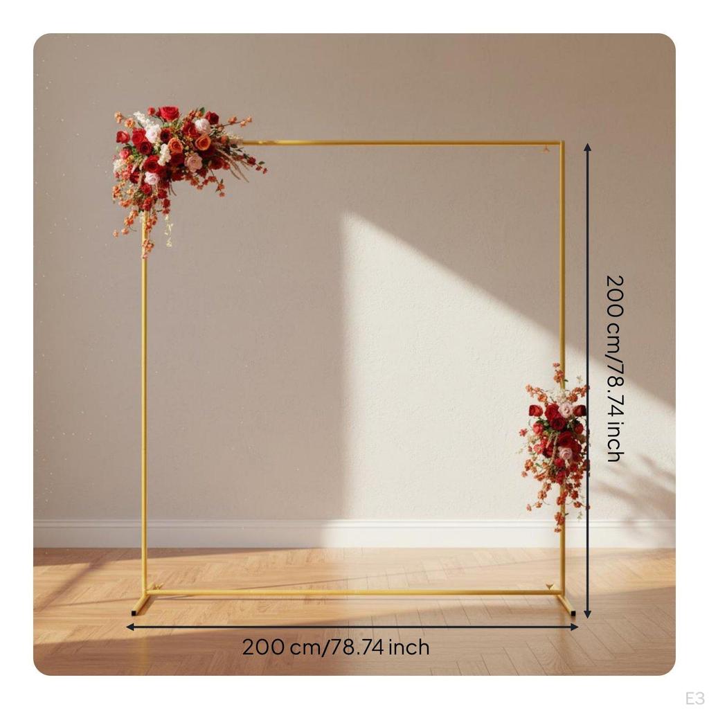 Square Metal Arch Frame Reusable Gold Wedding Backdrop Stand Easy Assembly