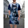 Summer Men's Two-Piece Set Animal 3D Printed Sports Wear Fashionable Soft Comfortable Breathable Large Loose Casual Style Sports Wear
