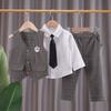 2025 Spring Autumn Toddler Baby Kids Boys Gentleman Clothing Sets Party Wedding Clothes Suit T-shirt+Vest+Pants 3pcs Set 0-4Y
