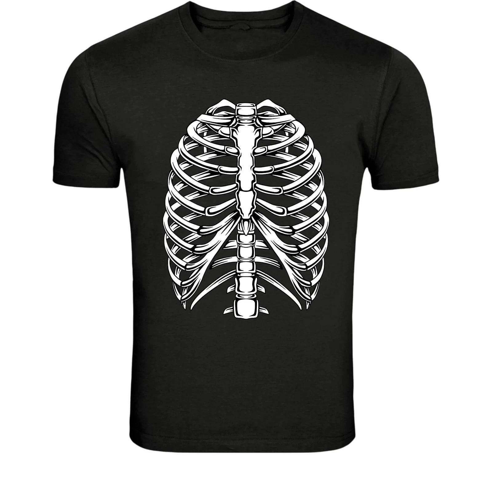 Human Rib Cage Skeleton T-Shirt - Anatomy Bone Graphic Tee XL