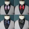 Silk Ribbon Bowtie Brooch Pin Mens Women Wedding Party Vintage Pretied Necktie Clip Crystal Bowknot Shirt Collar Tie